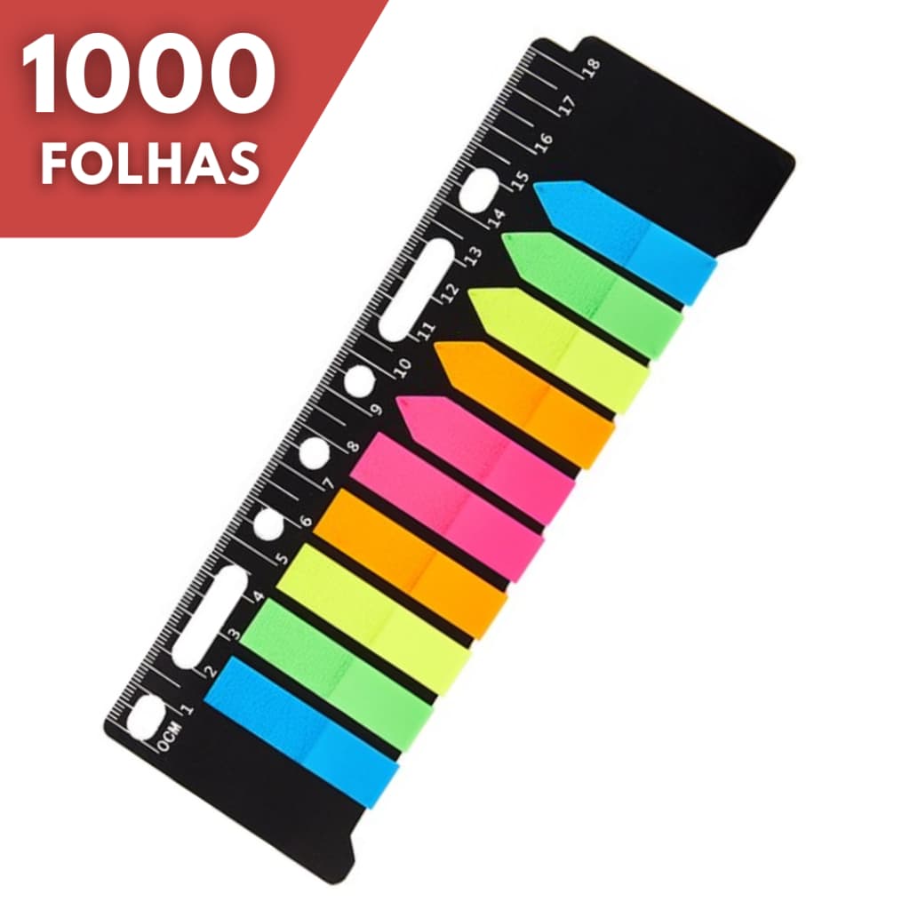 Kit com 200/1000 Marcador De Página Setas Lembrete Adesivo Régua Furos para Fichário Estudo Escritório