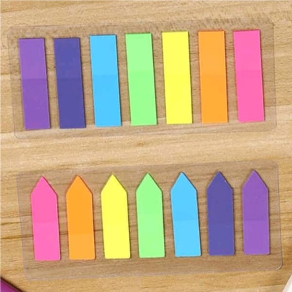 Marcador de Página Transparente com 7 Cores Flags marca Página