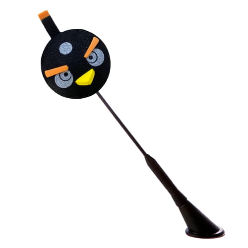 Enfeite bolinha antena de carro passarinho preto