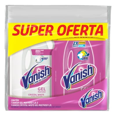 Vanish Tira Manchas Alvejante Seguro Kit para Roupas Brancas e Coloridas 1,2L