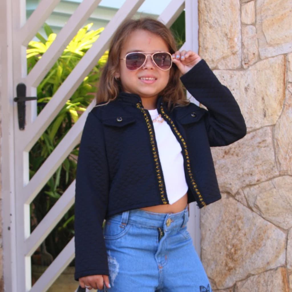 Jaqueta Bolero Infantil Feminino Metelasse Perolas