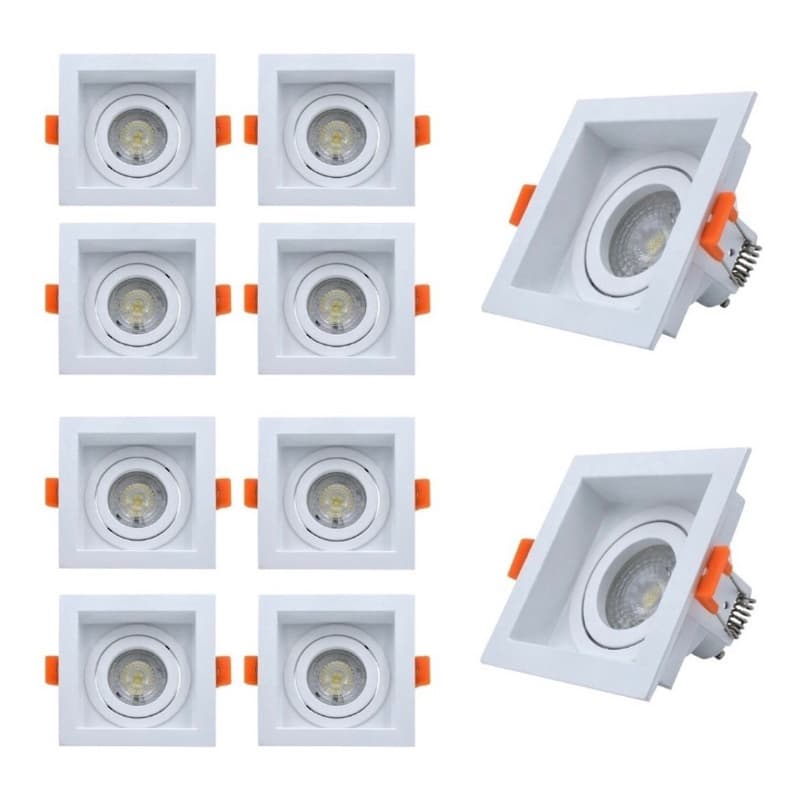 Kit 15 Spot De Embutir + Dicroica Led 4.8w/6w 36°+ Soquete Gu10 Completo Lampada Led MR16