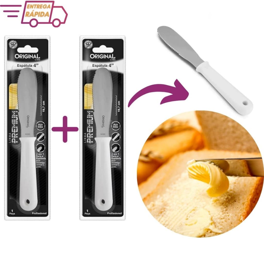 Kit 2 Espátula Faca 2 em 1 para Manteiga Patês e Cremes