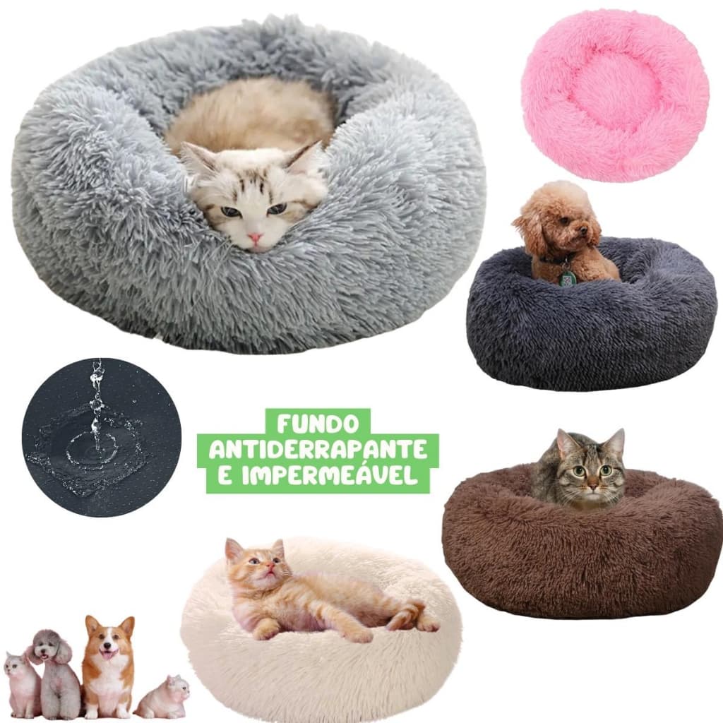 Cama para Cachorros Pequenos Caminha Redonda Gato Pet Pelúcia Macia Antiderrapante Qualidade 50x50
