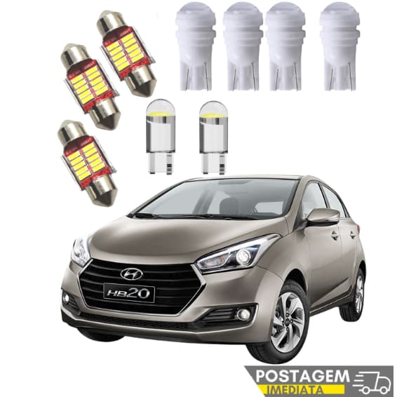 Kit Lampadas Led Premium hb20 hb20s hb20x Super Branca Ré Teto Placa