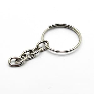 100 peças - Argola para Chaveiro c/ Corrente 19mm + Elo 6mm -  Níquel - Produto Excelente Qualidade