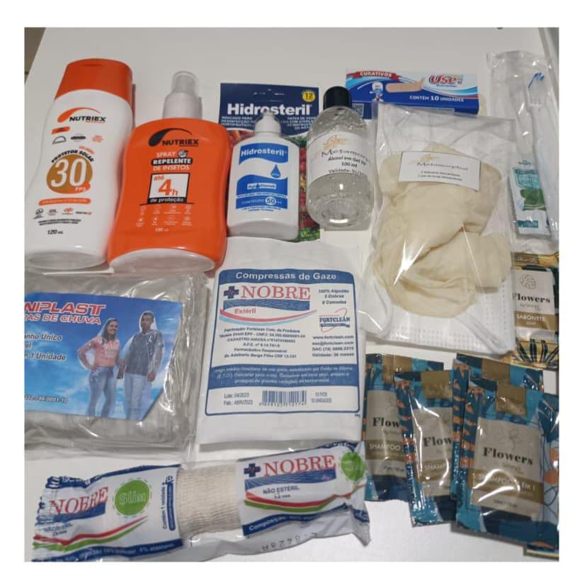 Kit Higiene e Primeiros Socorros para Mochila de Emergência + de 30 itens.