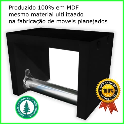 Porta Papel Higiênico Papeleira em MDF Para Banheiro MDF Preto