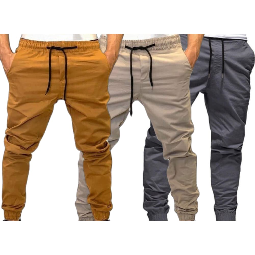 Calça Jogger Masculina sarja Skinny com punho elástico bege caramelo