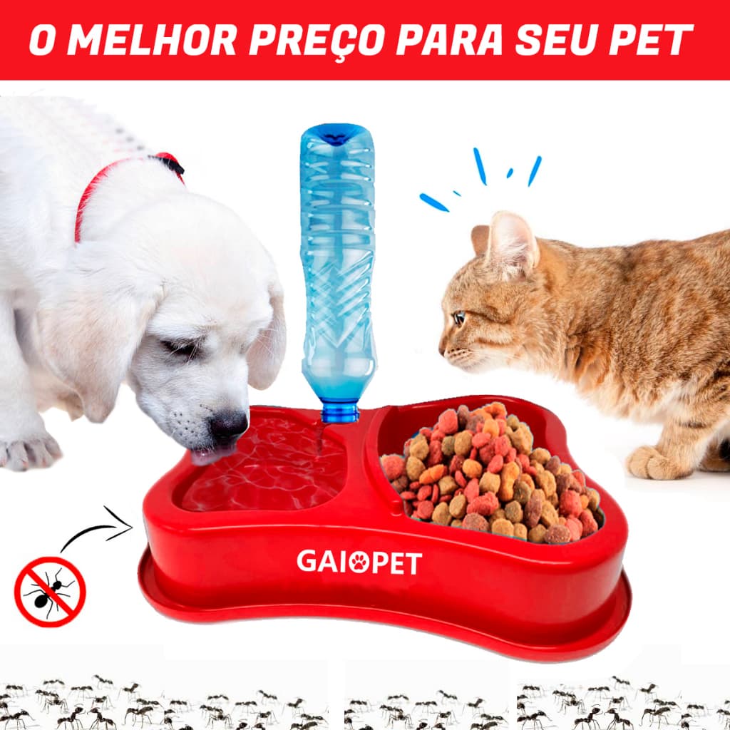 Comedouro Duplo bebedouro Anti-Formiga automático suporte para garrafa pet cahorro e gato