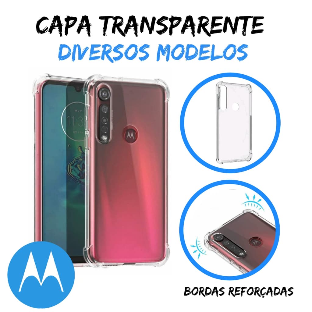 Capa Transparente com borda Anti Impacto Motorola - Linha Moto E- E6-E6S-E6I-E6 Play-E6 Plus-E7-E7 Play-E7 Power-E7 Plus