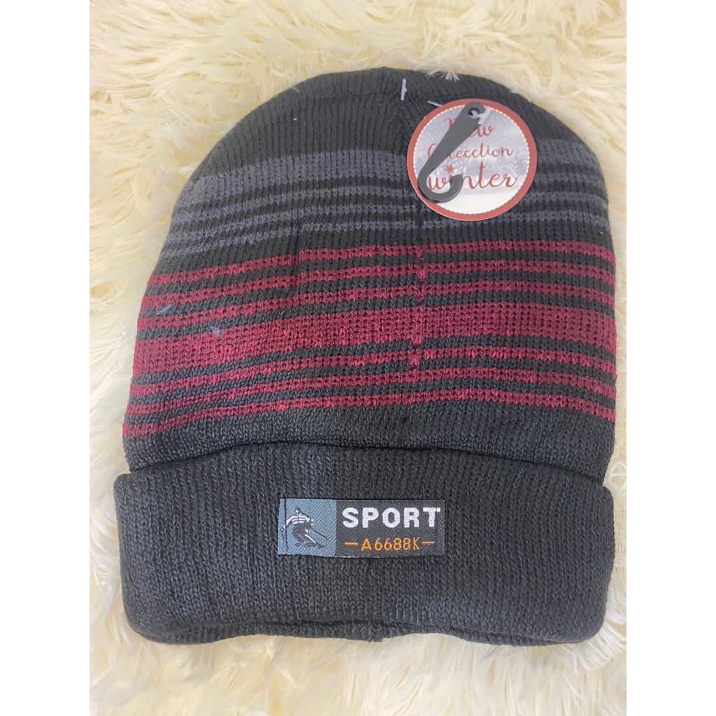 Touca Básica Adulto Com Estampa Listrada Forrada Gorro De Inverno Pelúcia