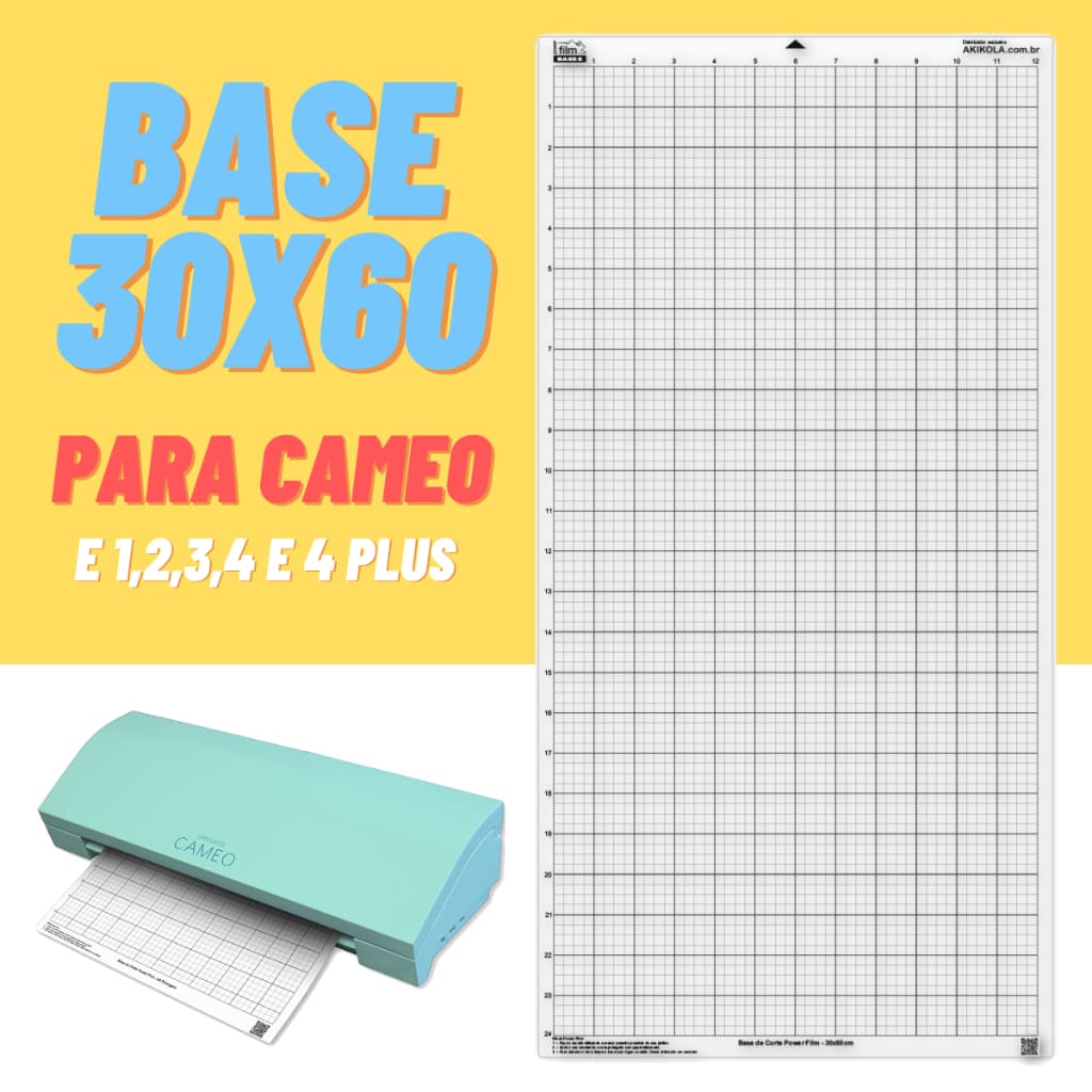 Base de Corte 30x60 Para Silhouette Cameo, Cameo 2 3 4 e 4 Plus - Com Cola e Sem Cola - 40mm e 30mm