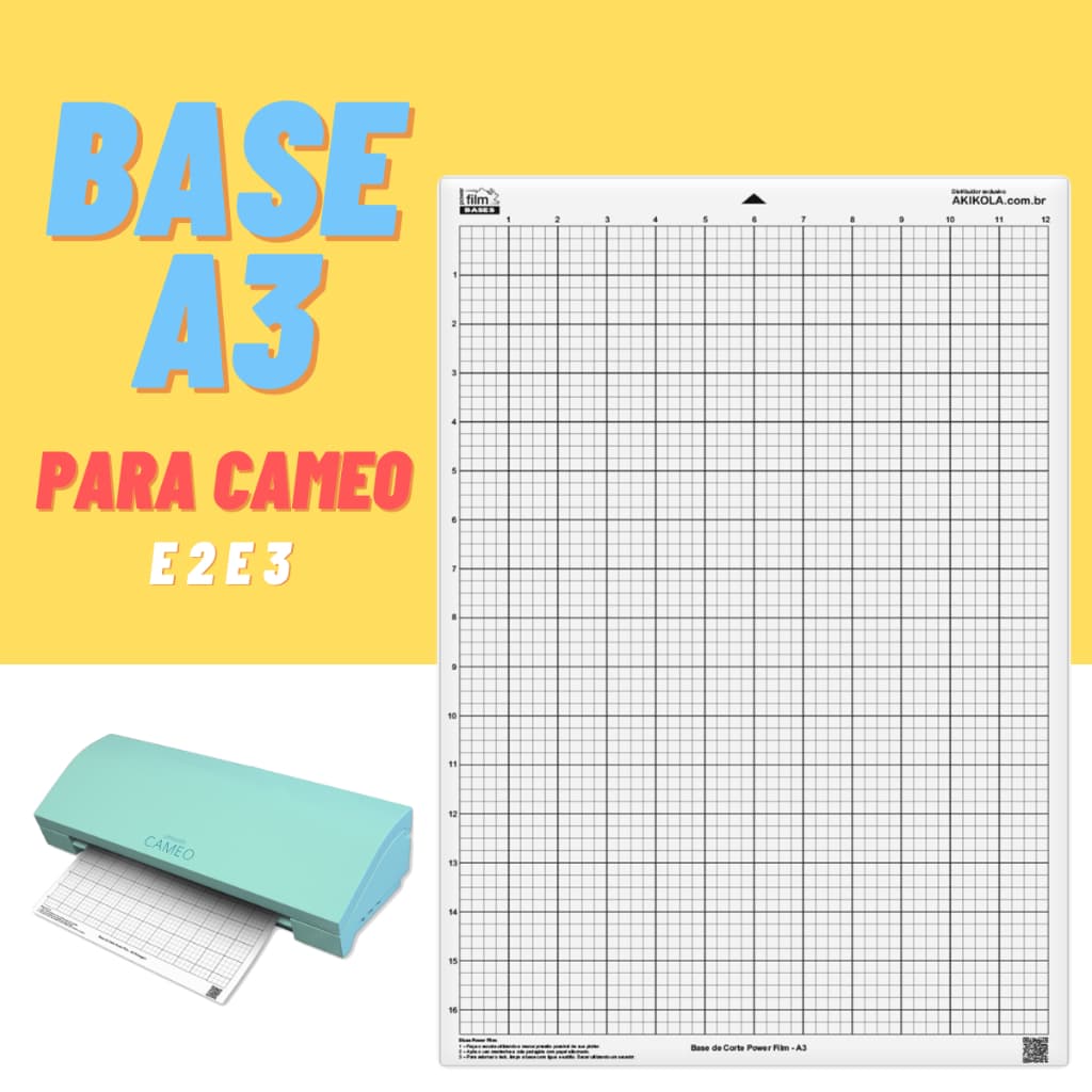 Base de Corte A3 Para Para Silhouette Cameo, Cameo 2 e 3 - Com Cola e Sem Cola - 40mm e 30mm