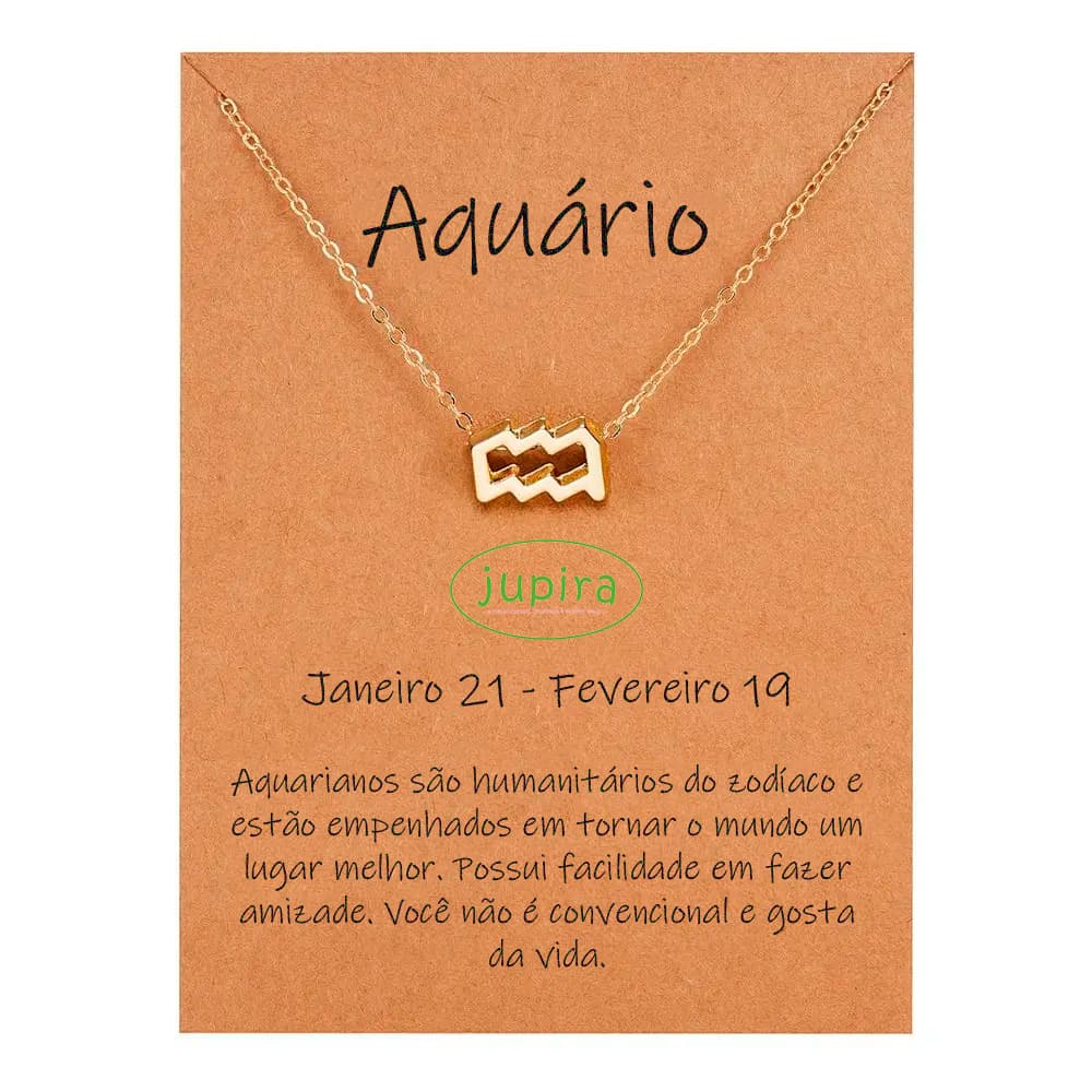 Colar De Signo - Símbolo do Zodíaco Aquário - Liga de Zinco