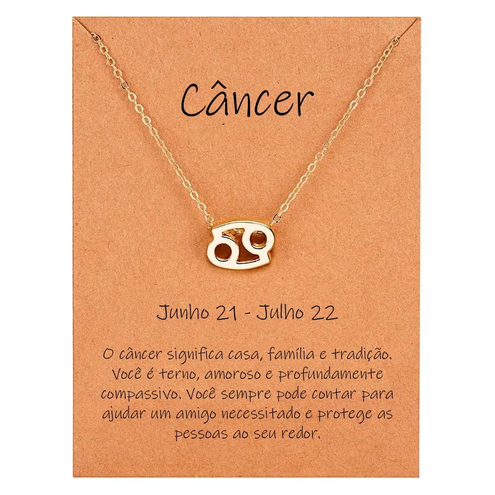 Colar De Signo - Símbolo do Zodíaco Cancer - Liga de Zinco - Não Enferruja