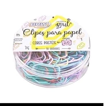 clips com 50 em tons pastéis papelaria material escolar e escritório