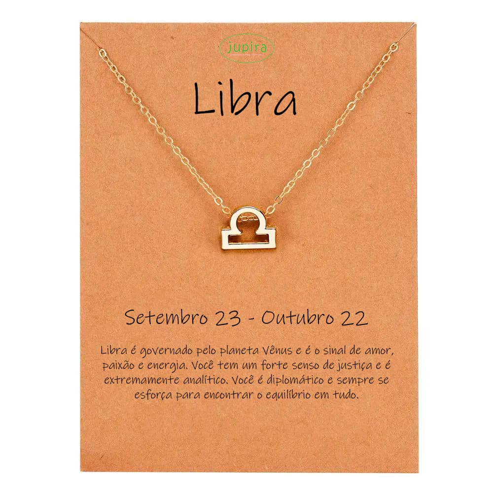 Colar De Signo - Símbolo do Zodíaco Libra - Liga de Zinco - Não Enferruja