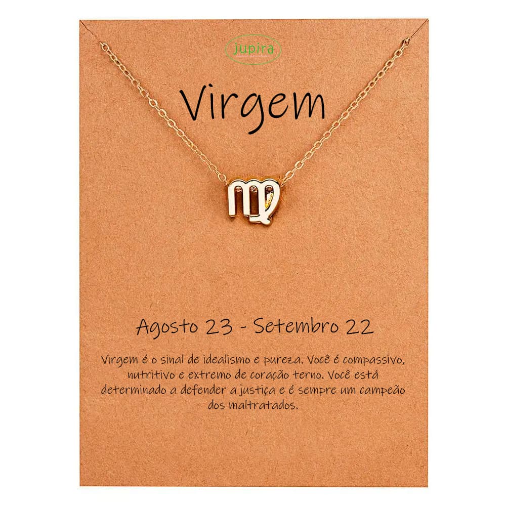 Colar De Signo - Símbolo do Zodíaco Virgem - Liga de Zinco