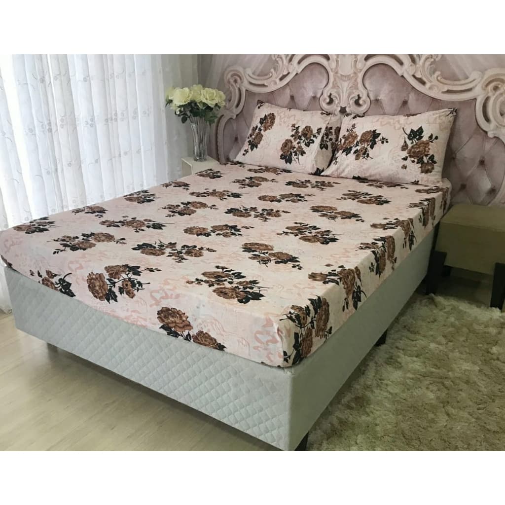 JOGO LENÇOL CASAL QUEEN 3 PÇS ESTAMPADA COM ELÁSTICO PROMOÇÃO