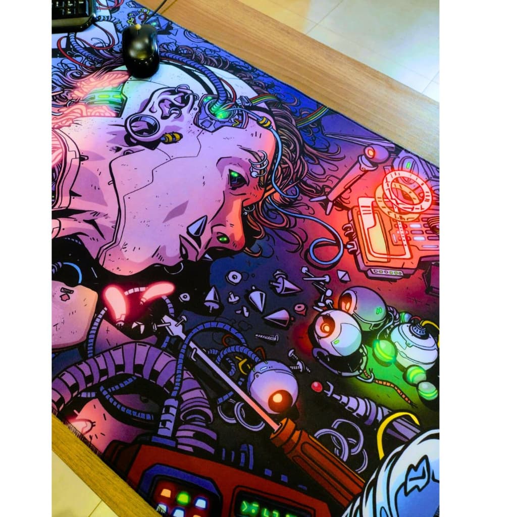 Mousepad c/borda selada Cyberpunk, e não desfia. Novidade gamer.Antiderrapante –Escolha o tamanho