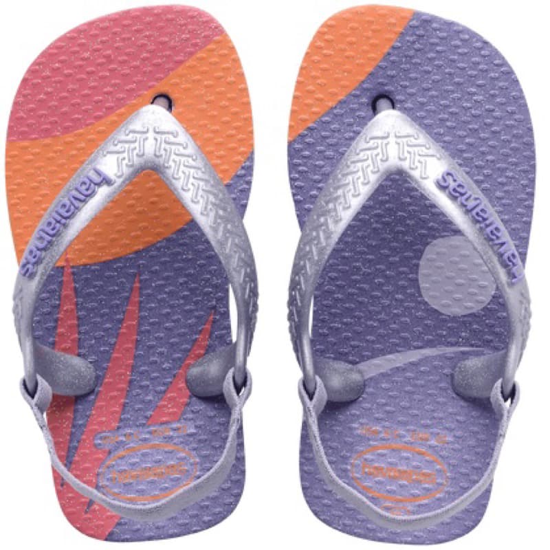 Chinelo Havaianas Baby Palette Glow Lilás Roxa Areia Dourado Glitter Brilho Original Menina Bebe