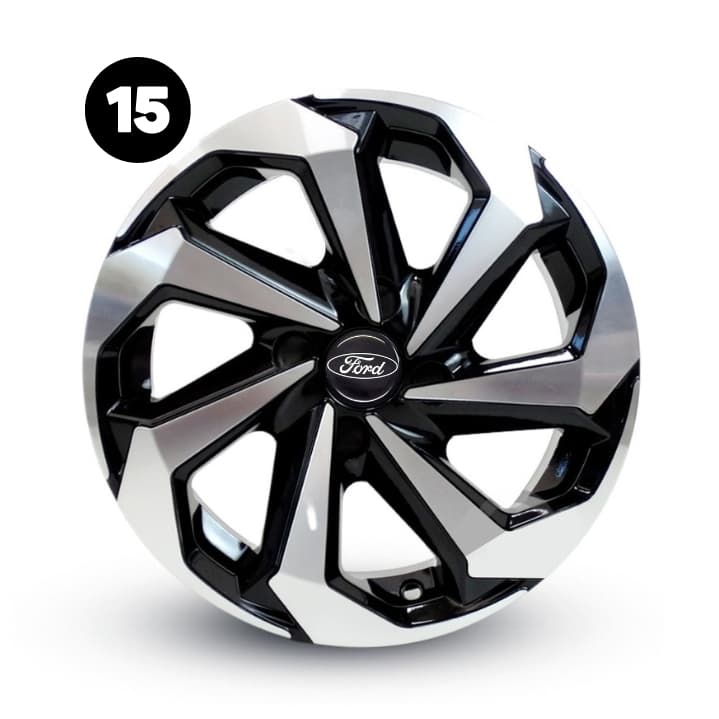 Jogo 4 Calotas Spider Aro 15 Prata/Preto Ford Ka Fiesta