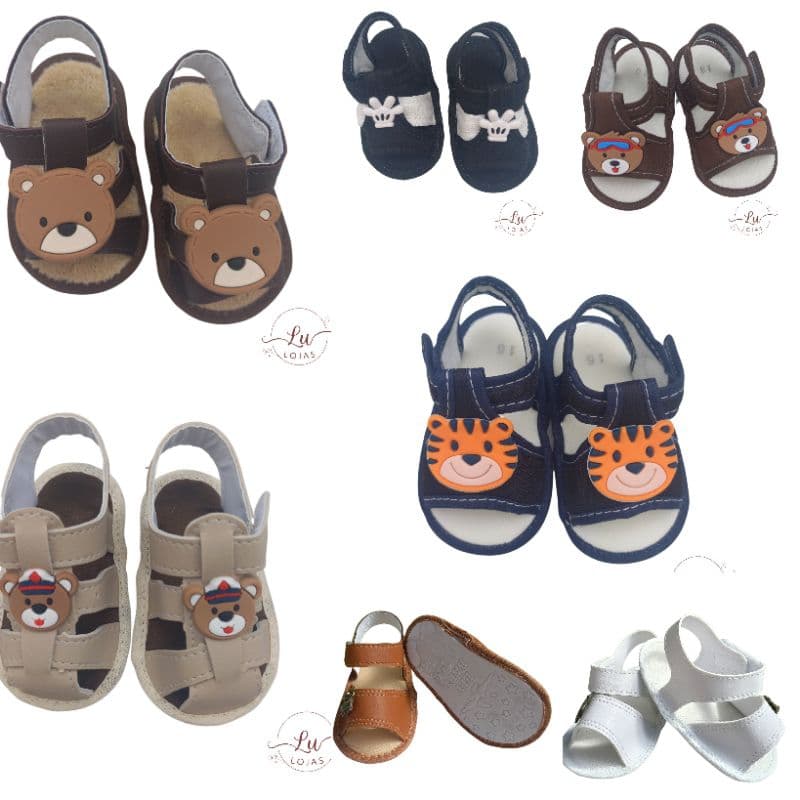 Sandalinha para bebê menino vários modelos sapatinho de bebe masculino recem nascido sandália infantil calçado enxoval