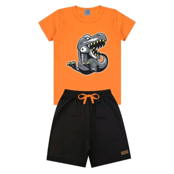Conjunto Infantil Masculino Verão blusa Camiseta e Bermuda Menino masculino Estampas Variadas