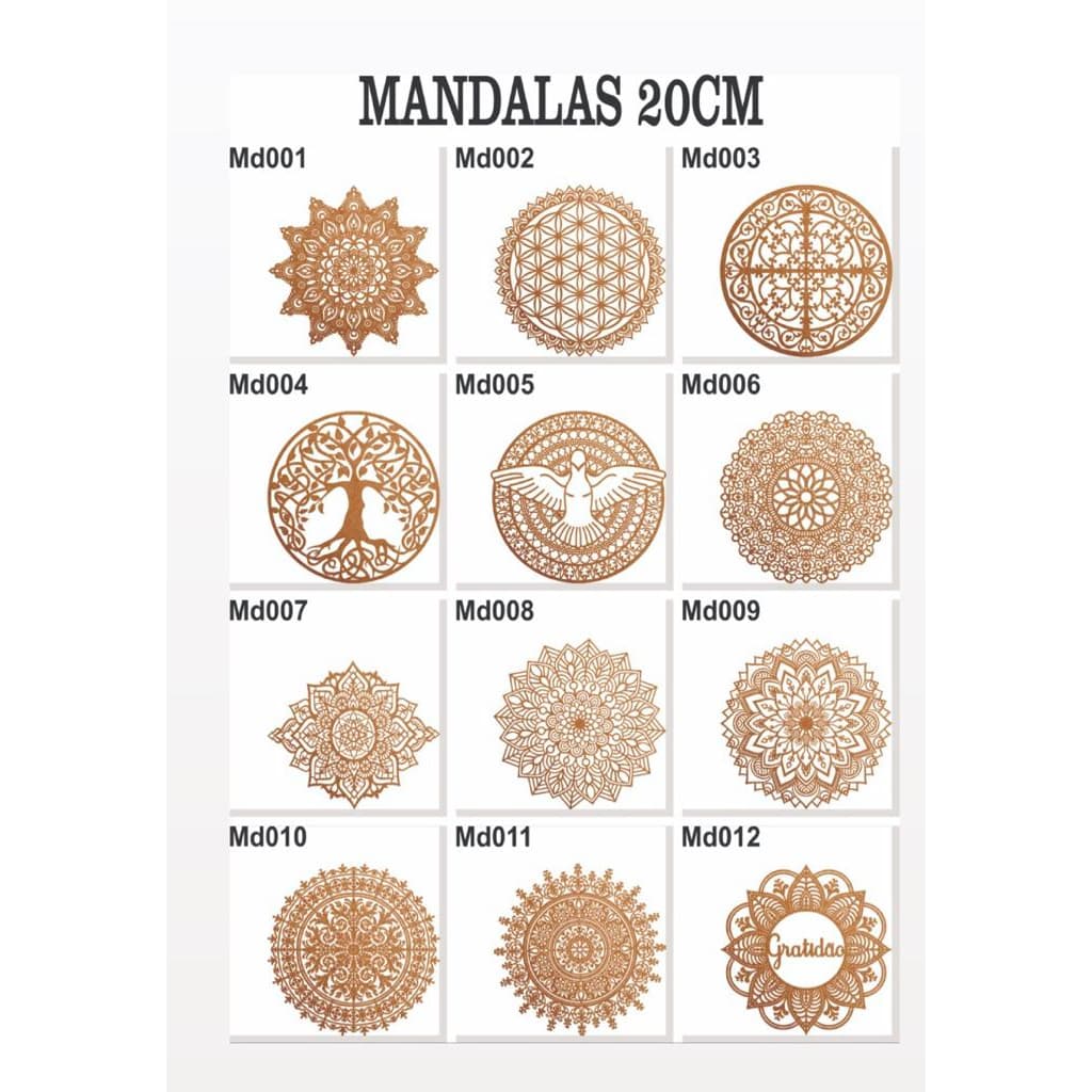 Kit 10 Mini Mandalas 20cm Em Mdf Cru