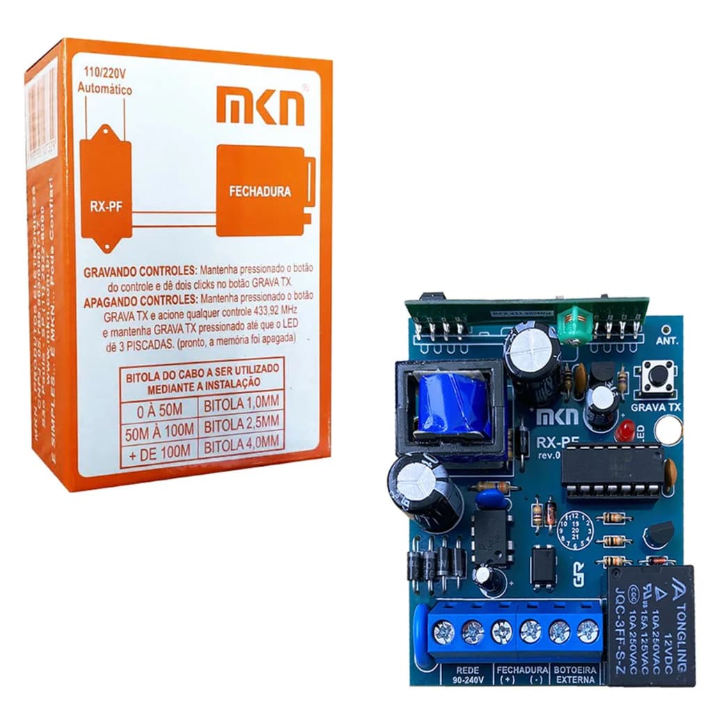 Receptor Fechadura Eletrica Alarme Portão Com Fonte 433mhz