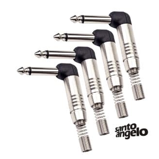 Kit 04 Plug Conector P10 P L - 90º  Mono Santo Angelo