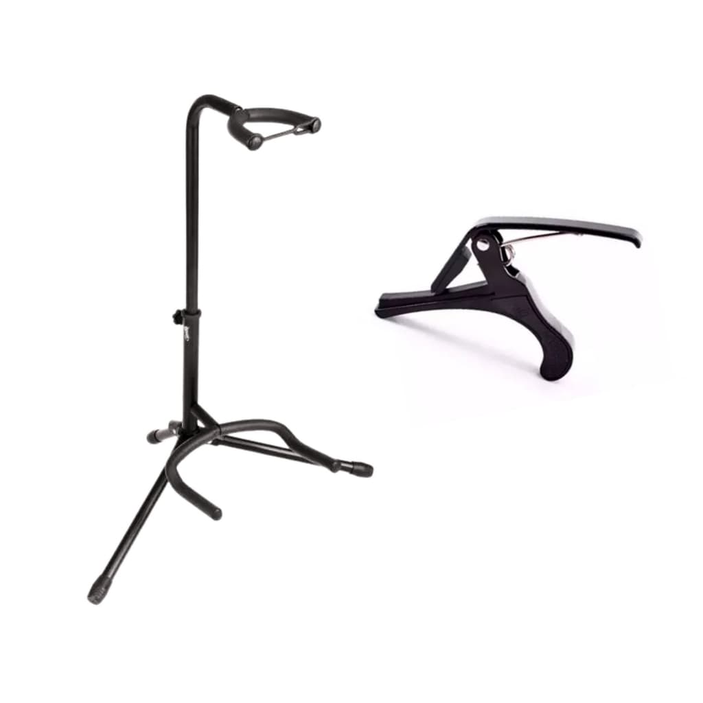 Suporte Chão para Violão+ Capotraste Metal VLBK