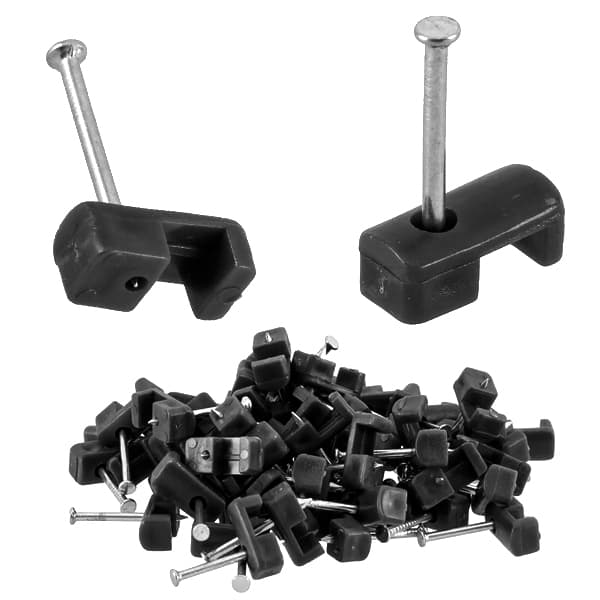 100pcs Fixa Fio Grampo Cabos Até 2,5mm Preto Miguelão 14/16
