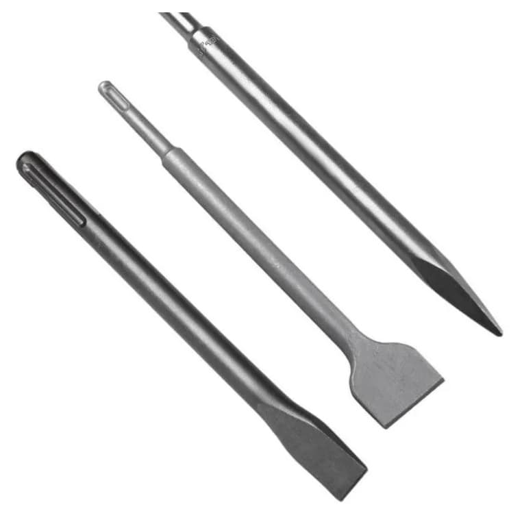 Kit 3 Pçs Talhadeiras E Ponteiro Sds Plus 250mm P/martelete