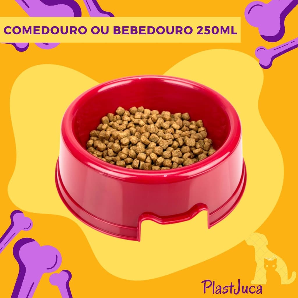 Comedouro Pote de Ração e Água Pequeno Para Cachorro e Gato 250ml