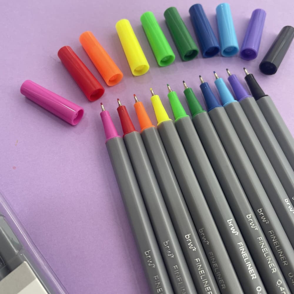 Caneta Colorida Ponta Fina 6/16/26 cores Fineliner BRW 0.4mm