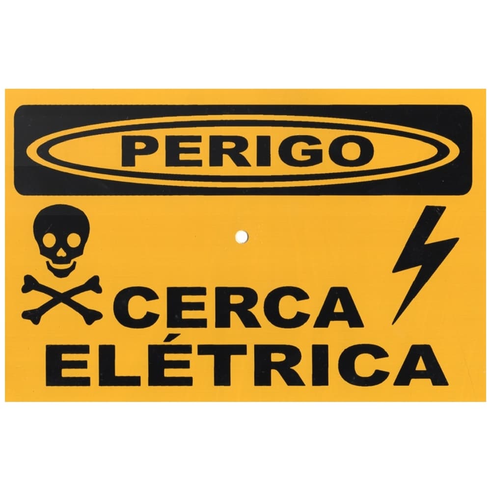 Kit com 5 Placa de sinalização ''Perigo cerca elétrica''