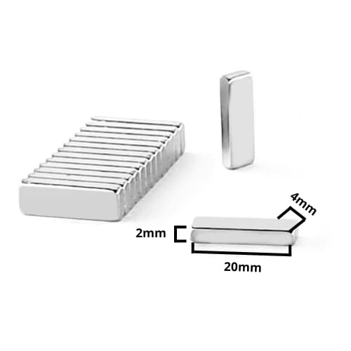 kit 10 Ima Neodimio 20mm X 4mm X 2mm super Forte Imã 20x4x2 mm bloco