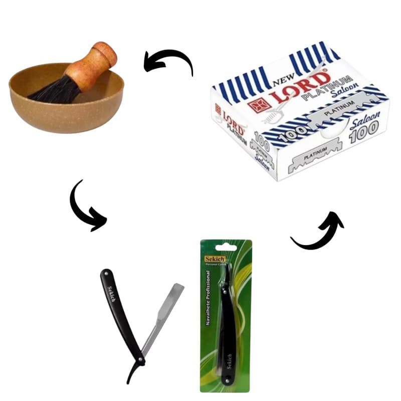 Cumbuca e Pincel + Navalhete Sekich + Lâmina Lord