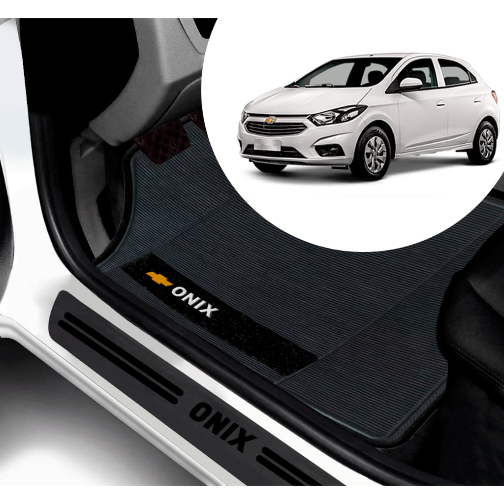 Kit Tapete E Soleira De Porta UNIVERSAL Gm Onix Personalizado PARA CARRO AUTOMOTIVO