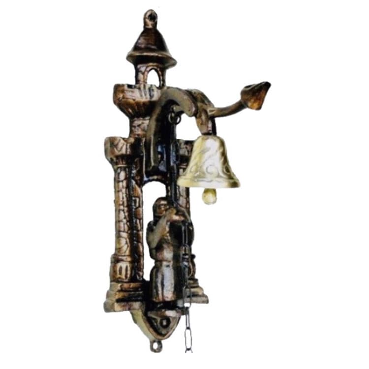 Sino Bronze Castelo Com Frade Em Alumínio Pintado Betume 33 cm