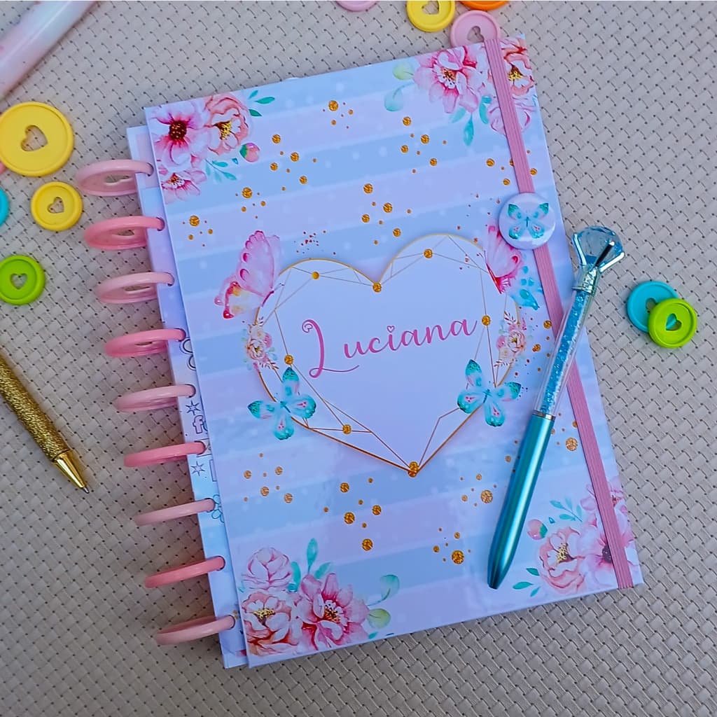 Caderno de discos personalizado com nome varias capas e tamanhos
