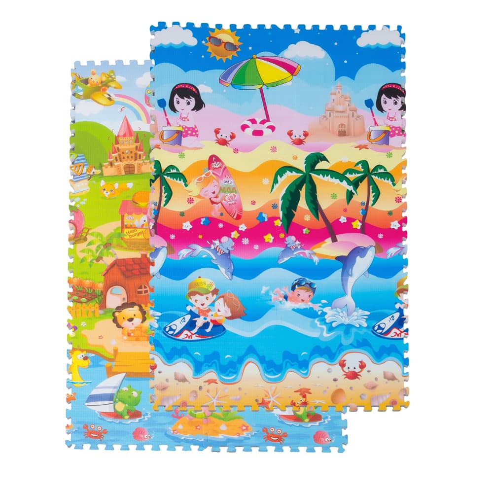 Tapete Infantil de Atividades Dupla face Portátil Pink Festa Da Princesa Encaixar 180x200cm Ibimboo
