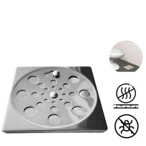 Ralo Grelha Quadrado 9,5 x 9,5 cm em Aço Inox Função Abre /Fecha