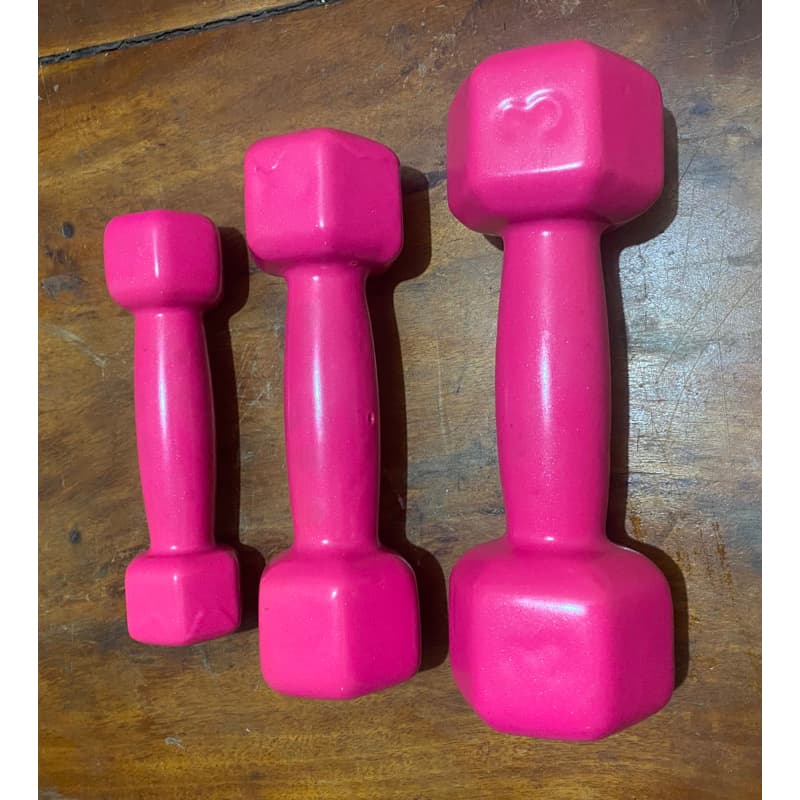 kit Halter dumbell sextavado 1 2 e 3kg rosa 6kg total