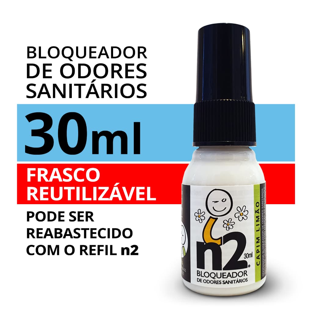 Spray n2 Bloqueador de Odores Sanitários | Frasco de bolso com 30ml | Capim-limão