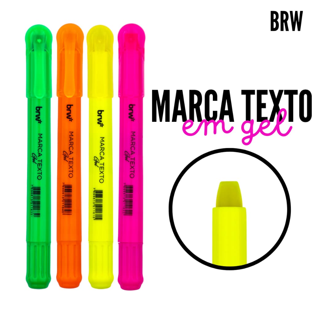 Caneta Marca Texto Em Gel Kit 4 Cores