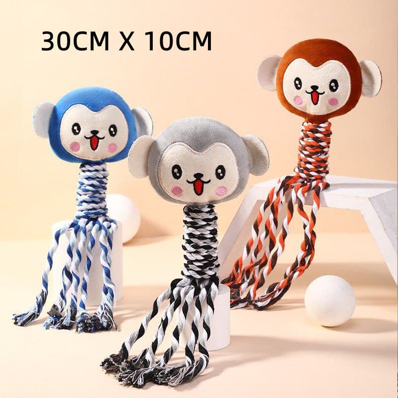 Brinquedo Pet Pelucia Macaco Com Corda Apito 30CM QC-6505