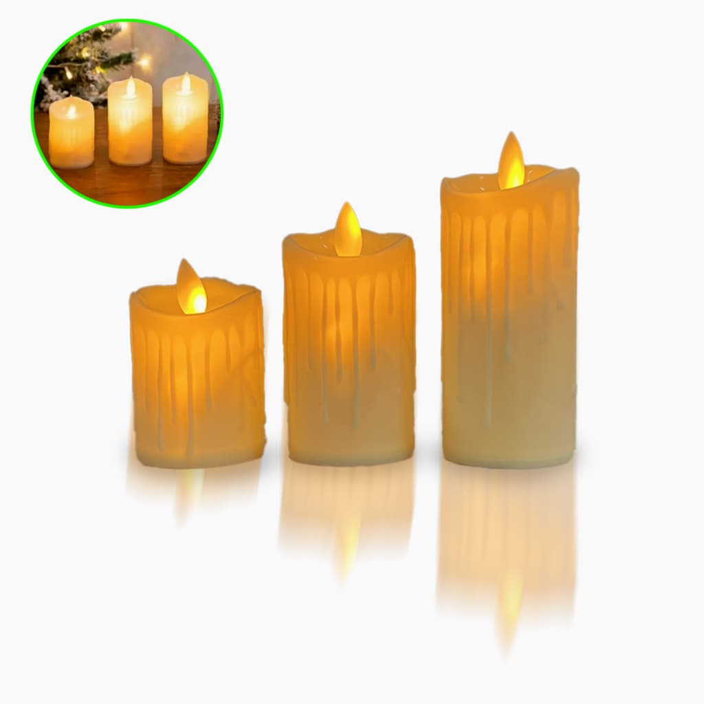 Kit 3 Velas M G Gg Led Eletrônica Decorativa Amarela+bateria Festa/Casamento/Decoração